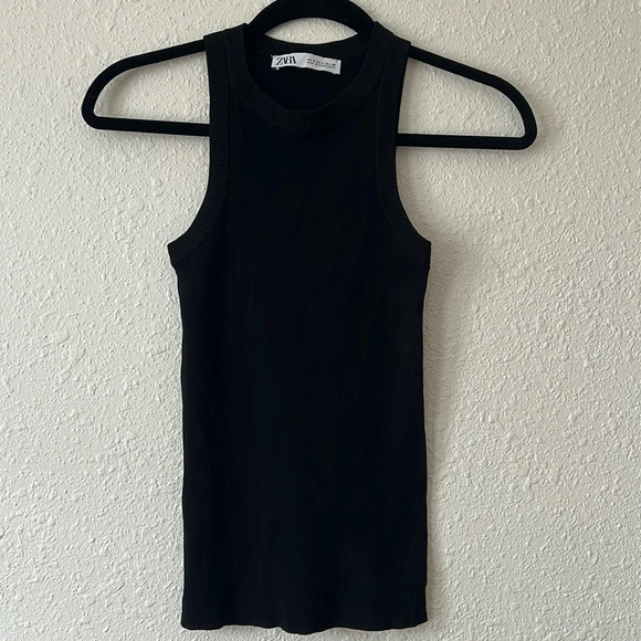 Zara Tops - Zara high neck knit basic tank top size small in black